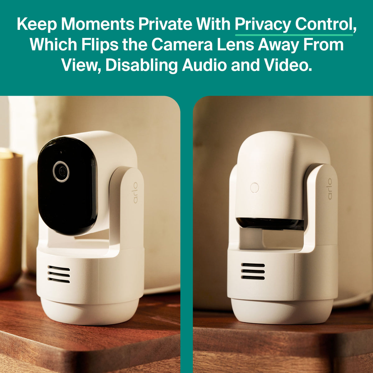 Arlo - Essential Pan Tilt Indoor Security Camera 2K - Wired Plug-In Powered, Privacy Mode, 1-Cam - White