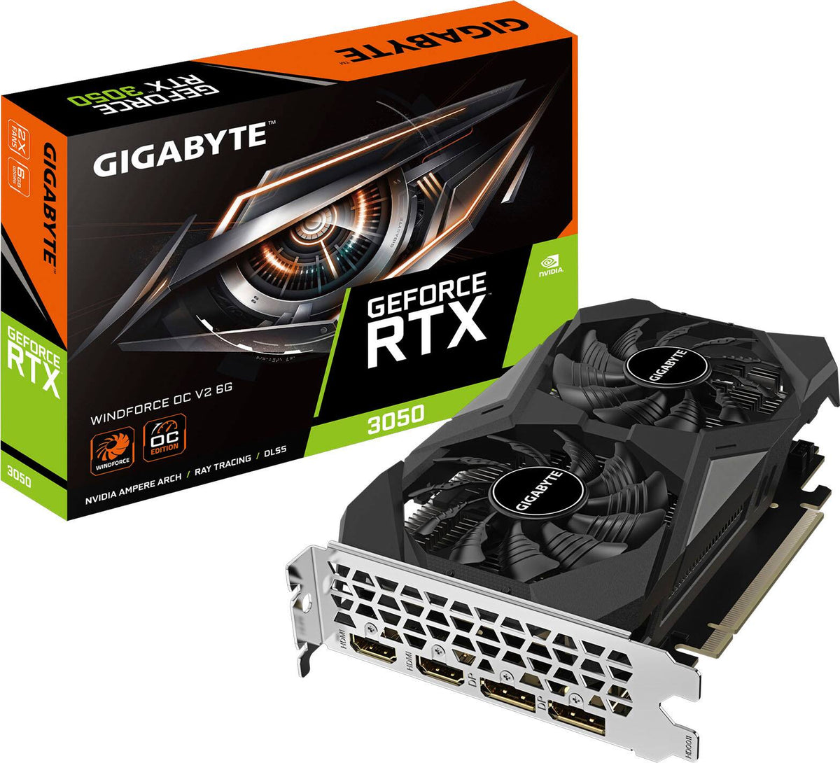 GIGABYTE - NVIDIA GeForce RTX 3050 WINDFORCE OC V2 6GB GDDR6 PCI Express 4.0 Graphics Card - Black