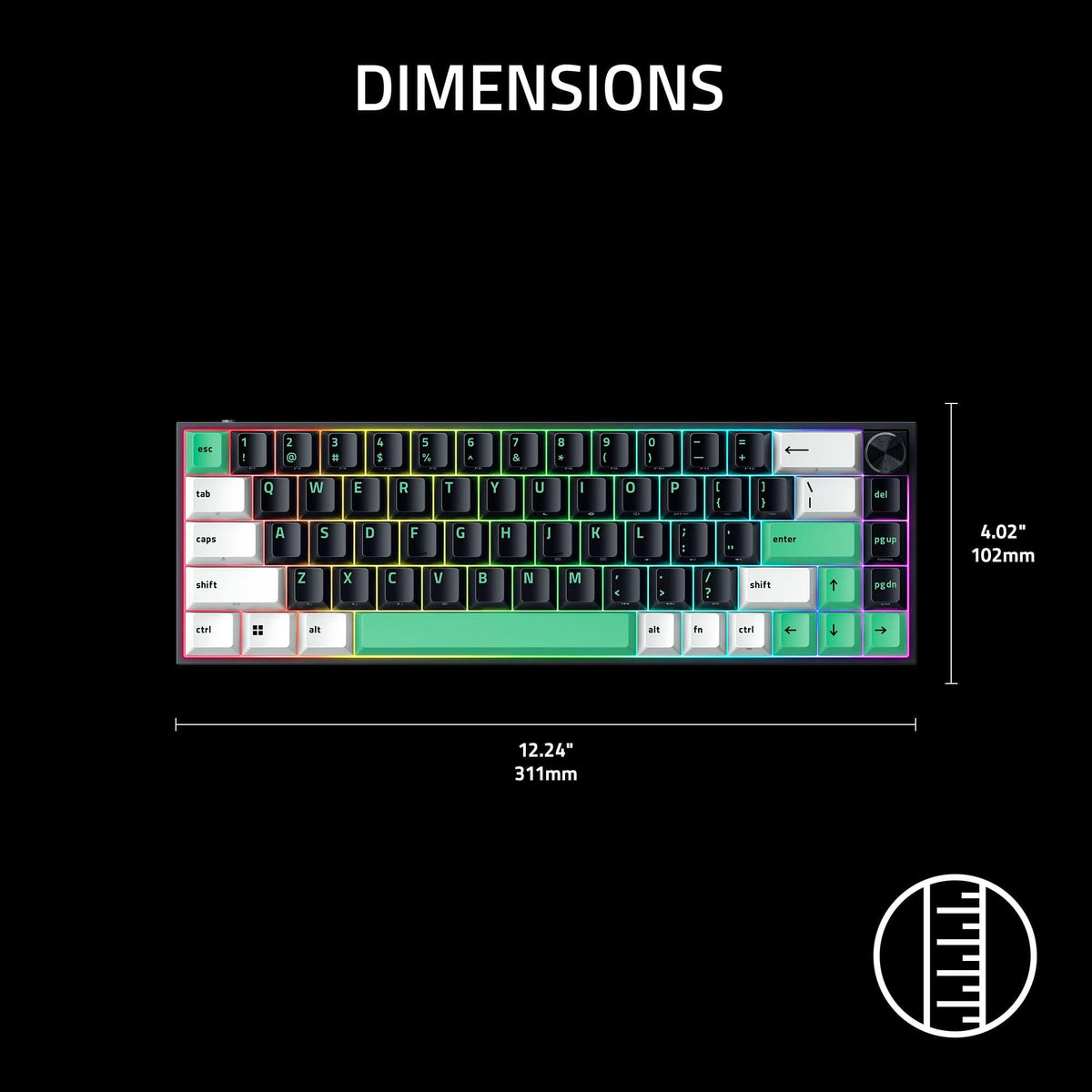 Razer - Reclusa Mini 65% Wireless Enthusiast Gaming Keyboard with Hot-Swappable Hall Effect Magnetic Switches - Black