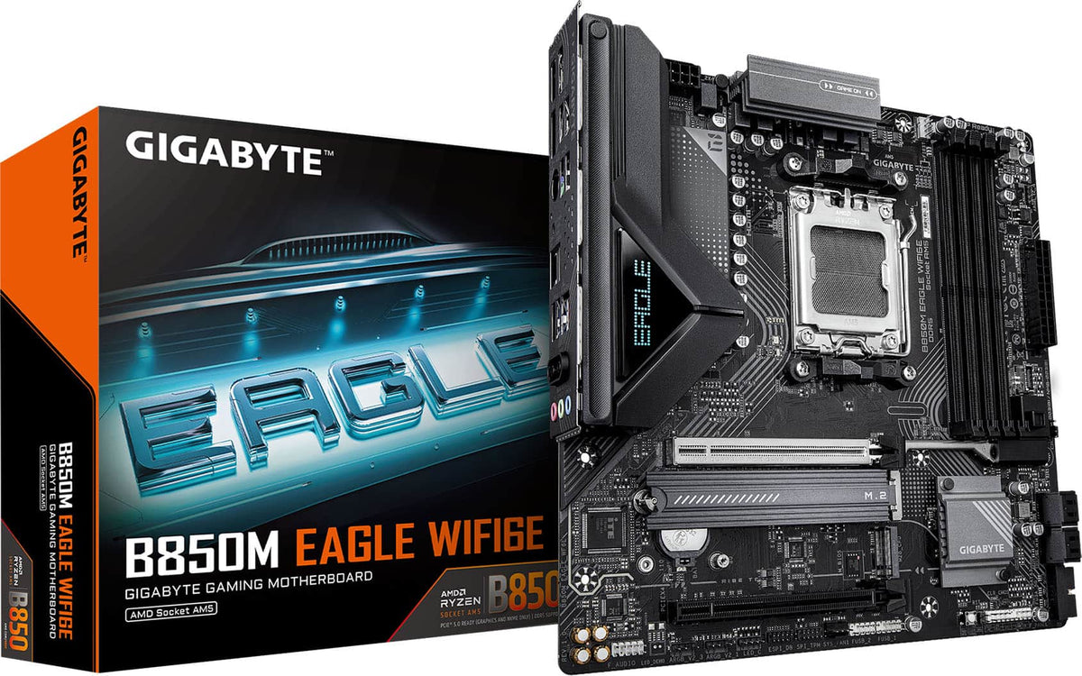 GIGABYTE - B850M EAGLE WIFI6E (Socket AM5) AMD B850 Micro-ATX DDR5 Wi-Fi 6E Motherboard - Black
