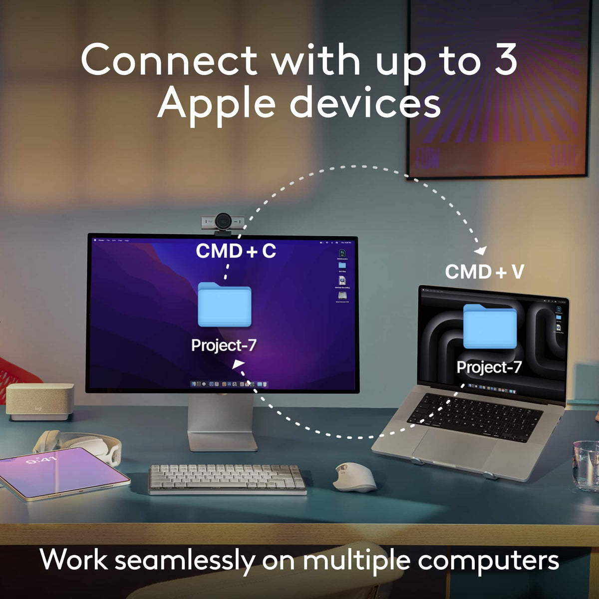 Logitech - MX Keys S Combo for Mac Full-size Wireless Scissor Keyboard and Mouse Bundle for MacBook, iMac, iPad with Palm-rest - Space Gray