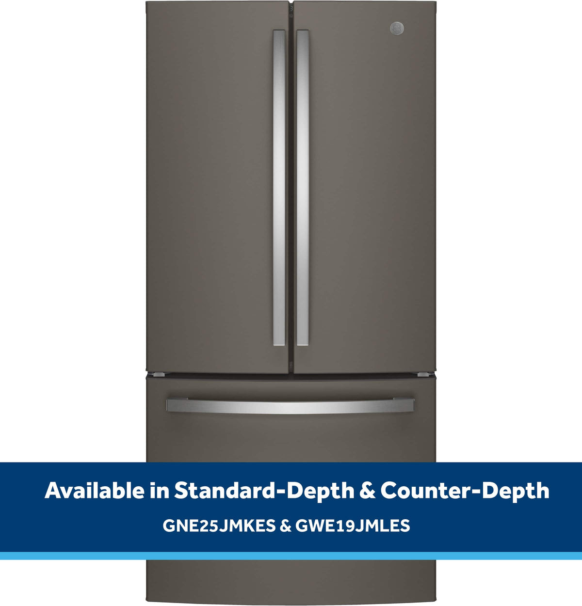 GE - 33 in. Wide 24.7 Cu. Ft. French Door Refrigerator with Internal Water Dispenser - Slate