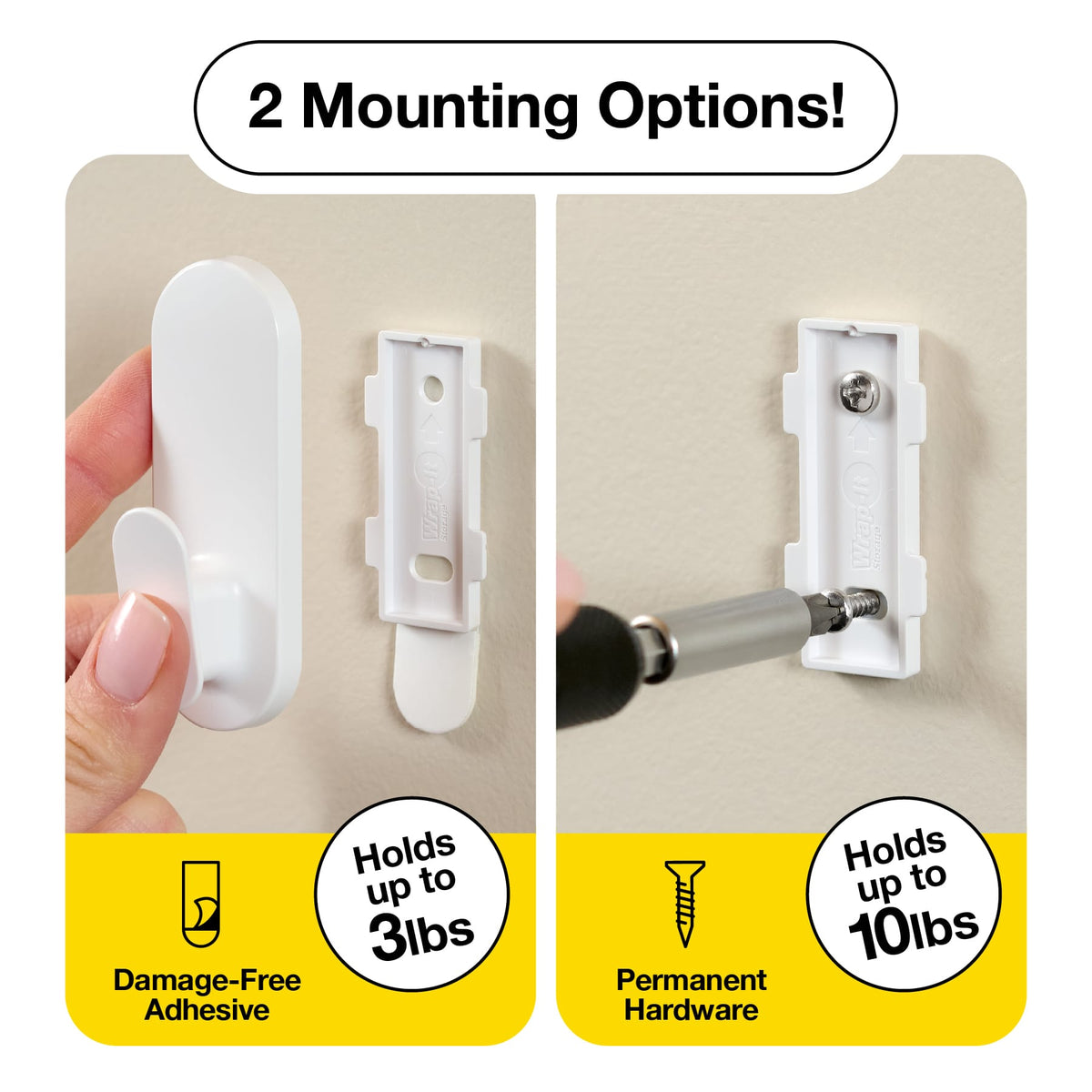 Wrap-It Storage - Handy Hooks 2-Pack Fin Medium - White