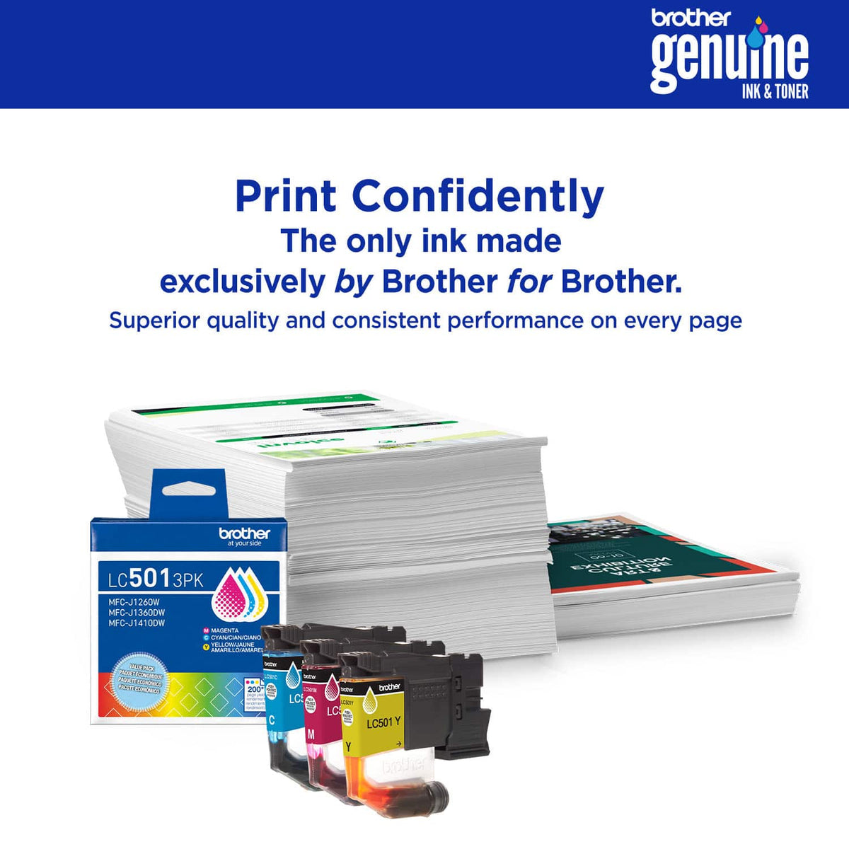 Brother - Genuine LC501XL3PK 3-Pack High Yield Color Ink Cartridges - Cyan/Magenta/Yellow