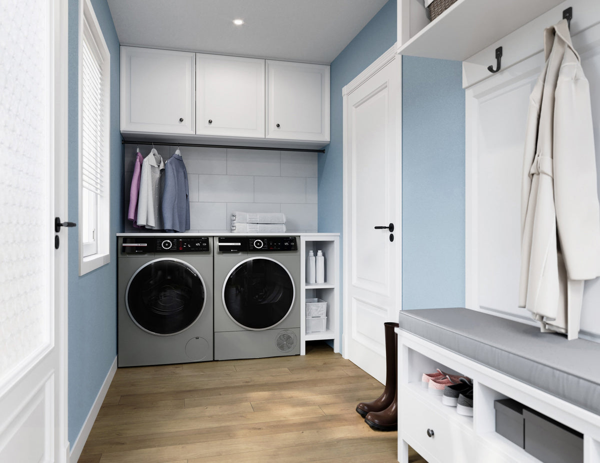 Bosch - 800 Series 2.4 Cu. Ft. High-Efficiency Stackable Smart Front Load Washer with Steam and 4D Wash System - Pearl steel