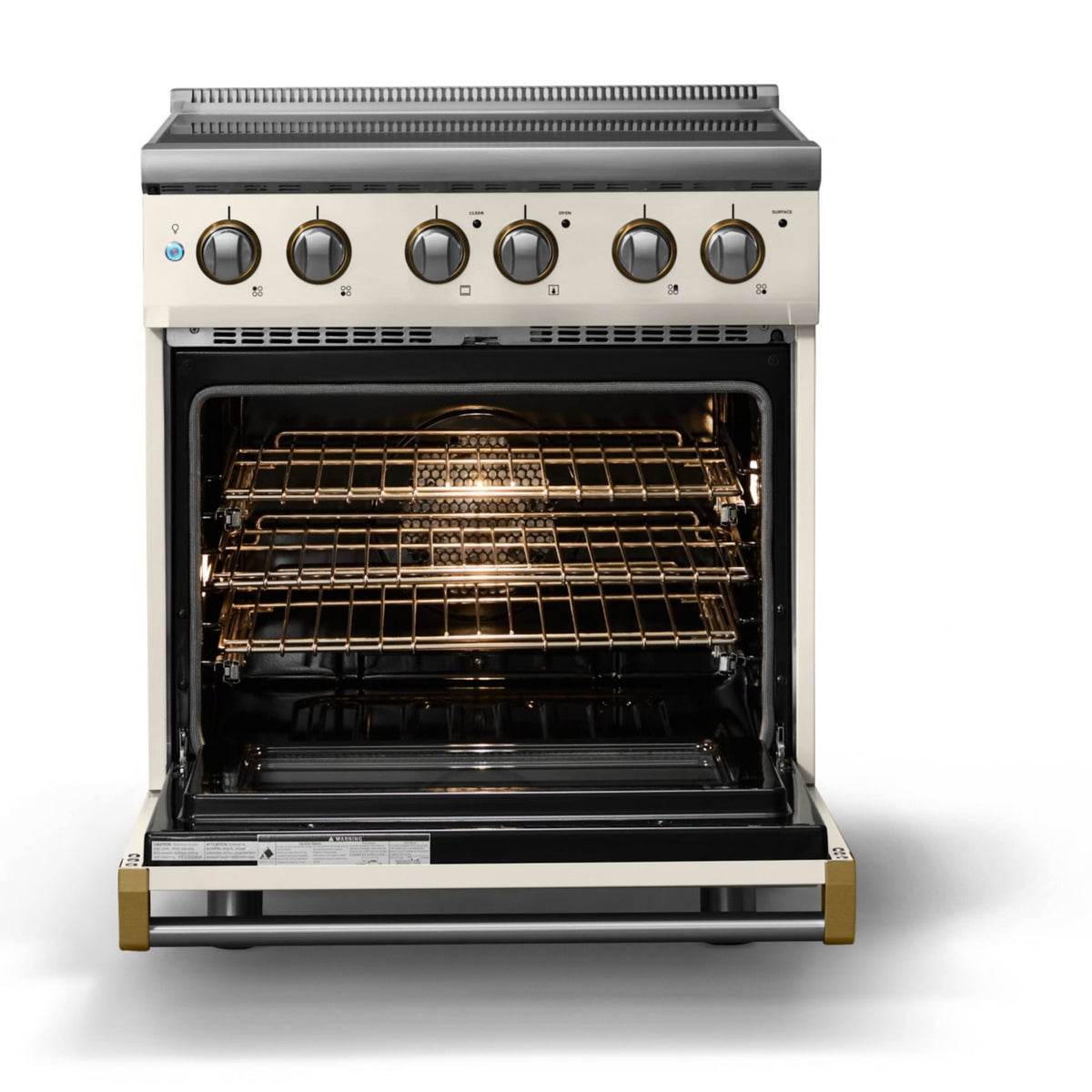 Viking - 30"W. Pro5S 4.7 Cu. Ft. Freestanding 4 Element Electric Convection Range - /Brushed Brass - Pure White