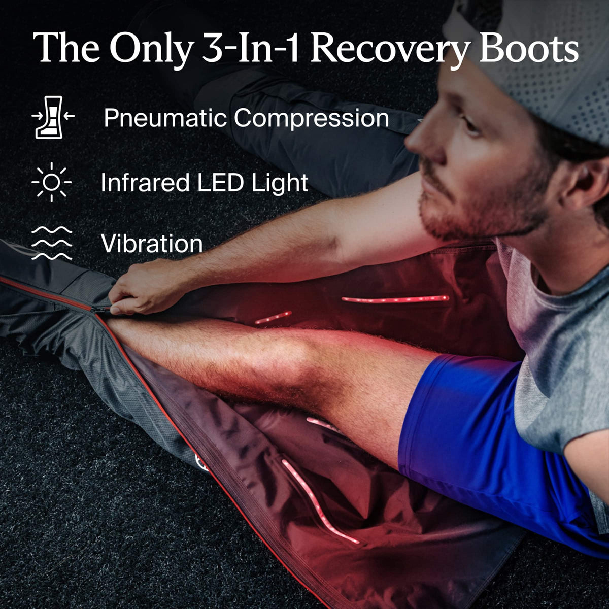 Therabody - JetBoots PRO Plus - Wireless Compression Boots With Vibration & Infrared LED Light - Regular - Black