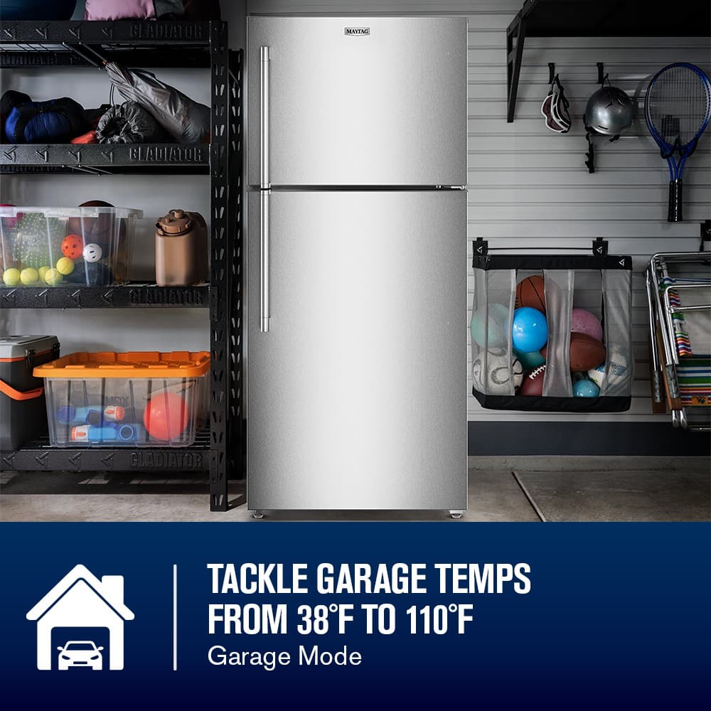 Maytag - 30 in. Wide 19 cu. ft. Top-Freezer Refrigerator with Garage Mode - Fingerprint-Resistant Stainless Finish