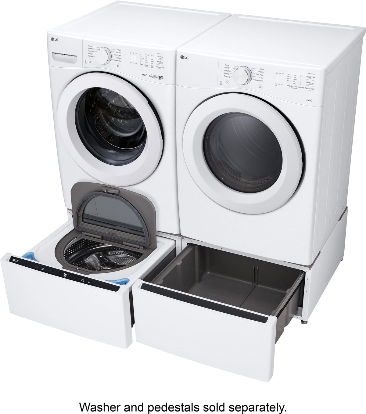 LG - 7.4 Cu. Ft. Ultra Large Stackable Smart Electric Dryer with AI Sensor Dry and LoDecibel Quiet Operation - White