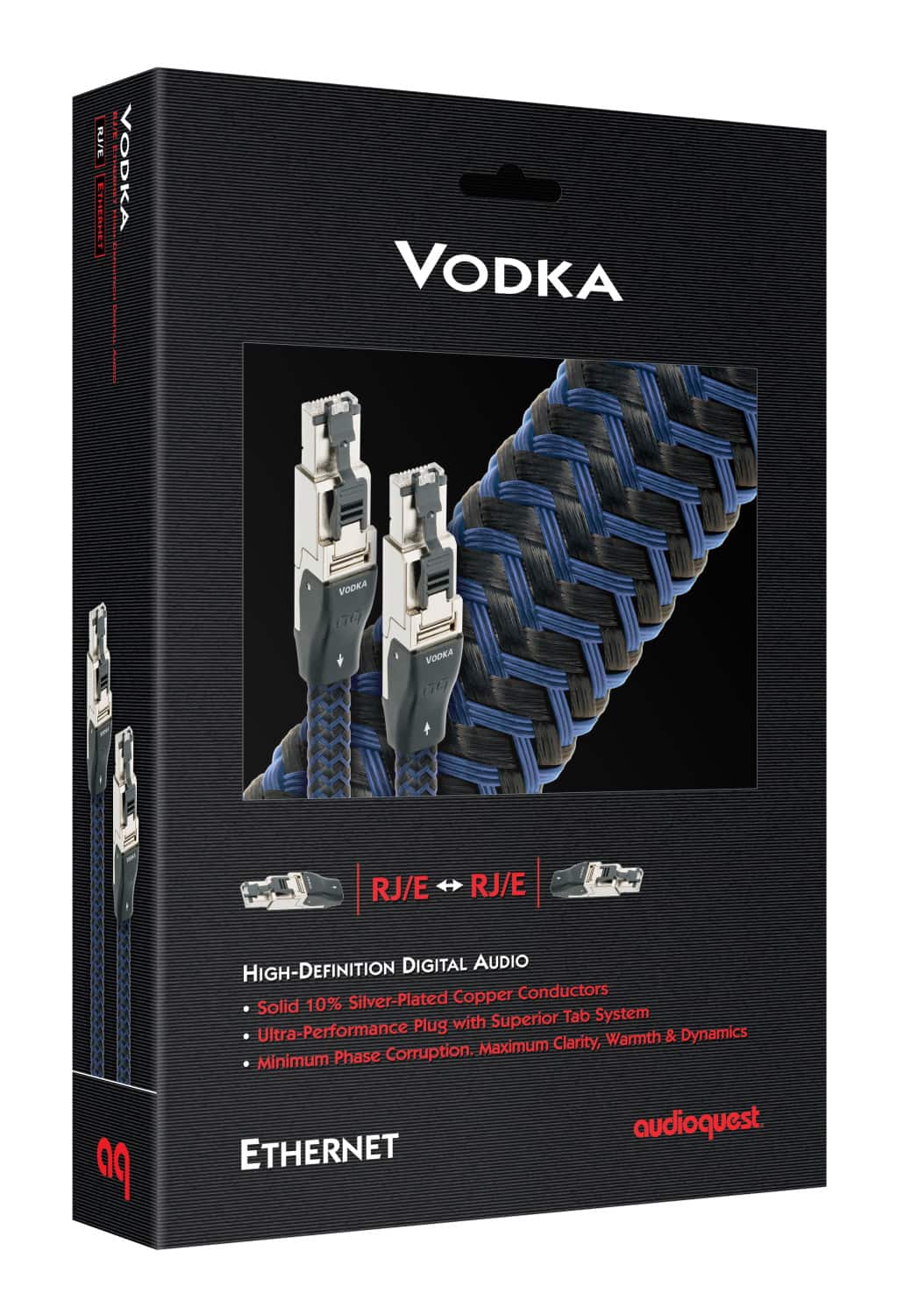 AudioQuest - Vodka RJ/E 9.8' Digital Ethernet Cable with RJ45 to RJ45 Connectors - Blue on Black