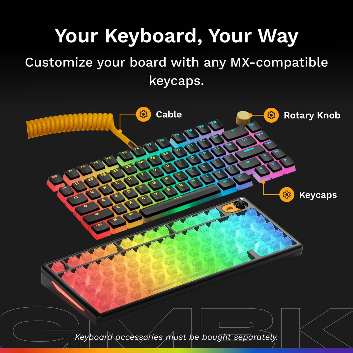 Glorious - GMBK 75% Wired Membrane Gaming Keyboard with Swappable MX-Compatible Keycaps - Black