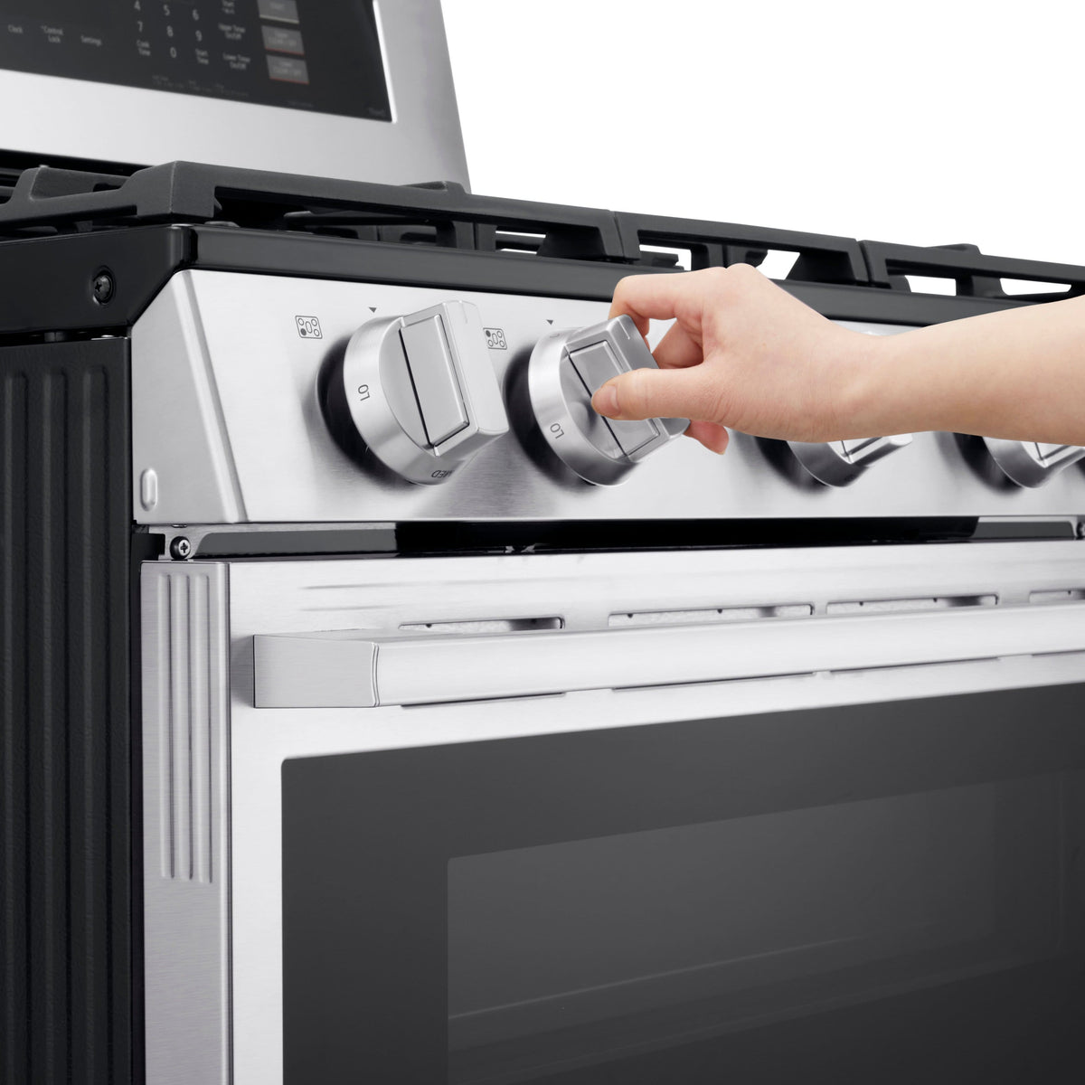 LG - 30-in Wide 6.9 Cu. Ft. Slide-In Double Oven Gas True Convection Smart Range with 5 Burners and UltraHeat 20K BTU Burner - Stainless Steel