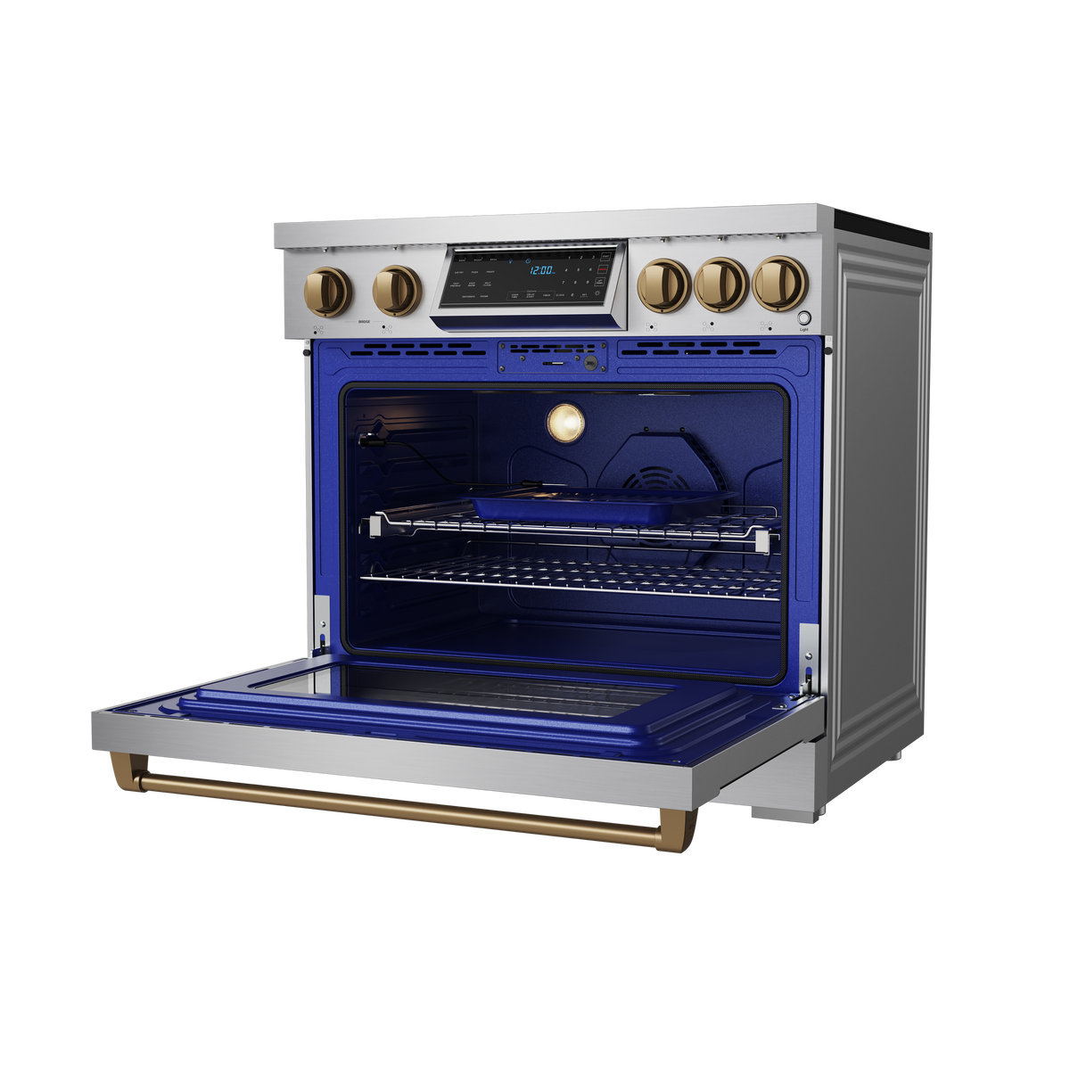 Gordon Ramsay Series by Thor Kitchen 6.0 Cu. Ft Freestanding Induction Range with Bronze Hardware - Stainless Steel