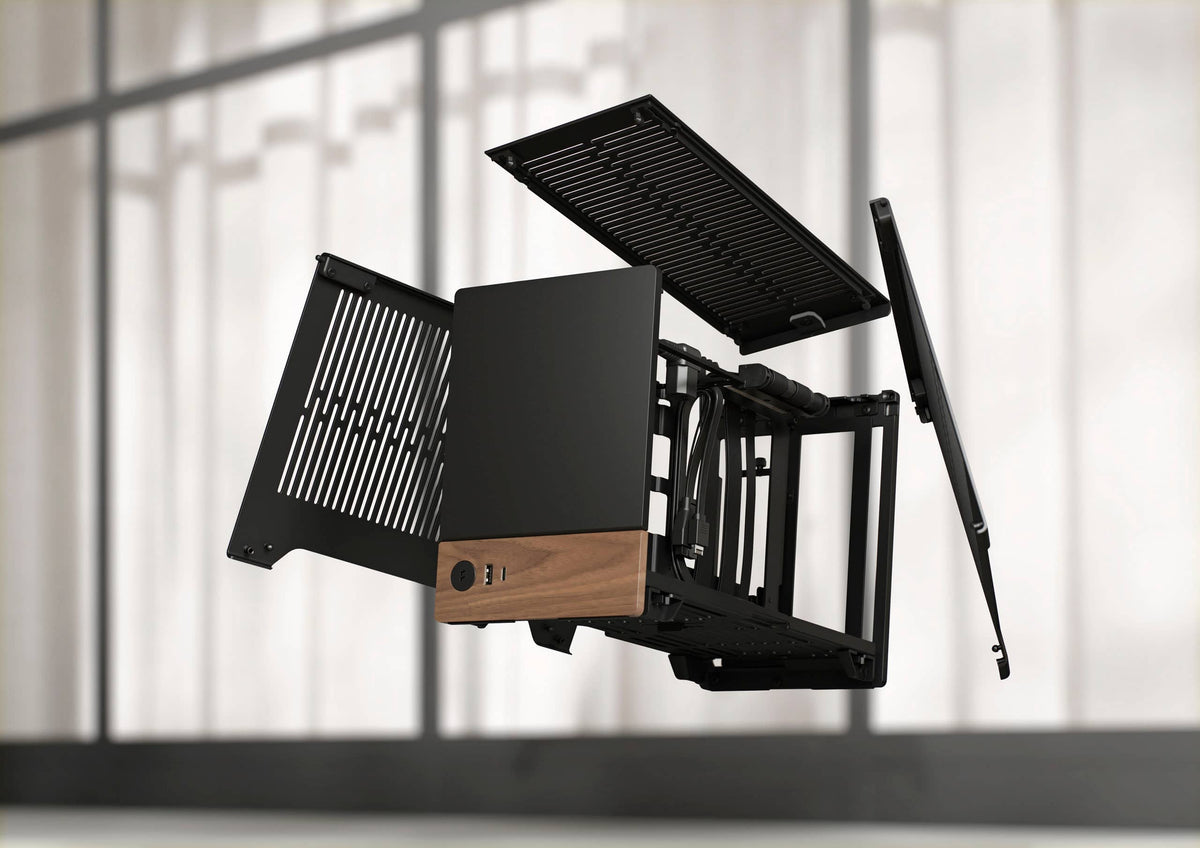 Fractal Design - Terra Graphite with PCIe 4.0 Riser Mini-ITX Small Form Factor PC Case - Black