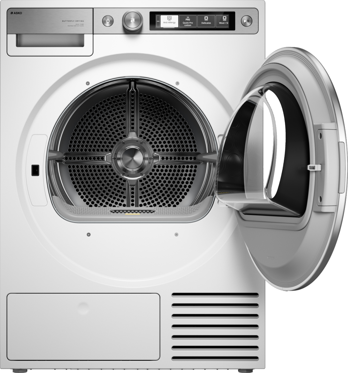 Asko - 5.2 cu. ft. Stackable Electric Vented Dryer - Butterfly Drying System, Soft Drum Technology, 20 Programs – - White