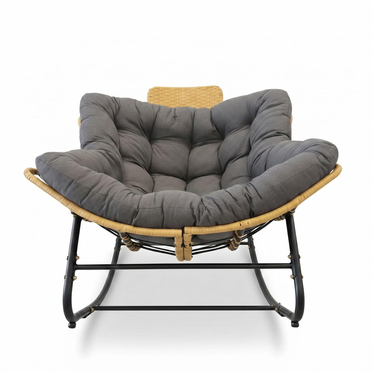 Sillón mecedor Papasan de gran tamaño para exteriores con cojín grueso