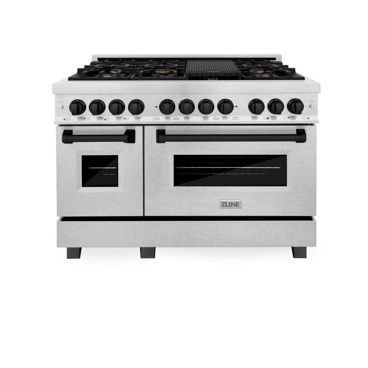 48 in. Wide 8 Burner ZLINE Autograph Legacy Dual Fuel Range in Satin Steel & Black Accents (RASZ-SN-48-MB) - Satin Stainless Steel
