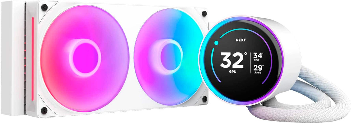 NZXT - Kraken Elite RGB 240mm 2024 Radiator (1x Single-Frame RGB Core Fan) Liquid Cooler with 2.72" 60FPS Display - White
