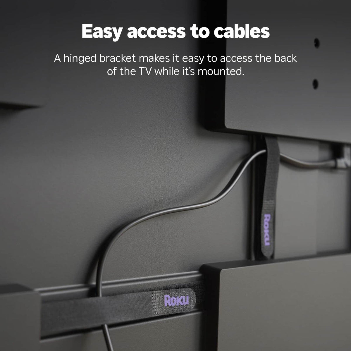 Roku - Wall Mount Kit for 55” Pro Series TV - Ultra-Slim with Minimalist, Flat Design - Hinged Mount for Easy Access to Cables - Black