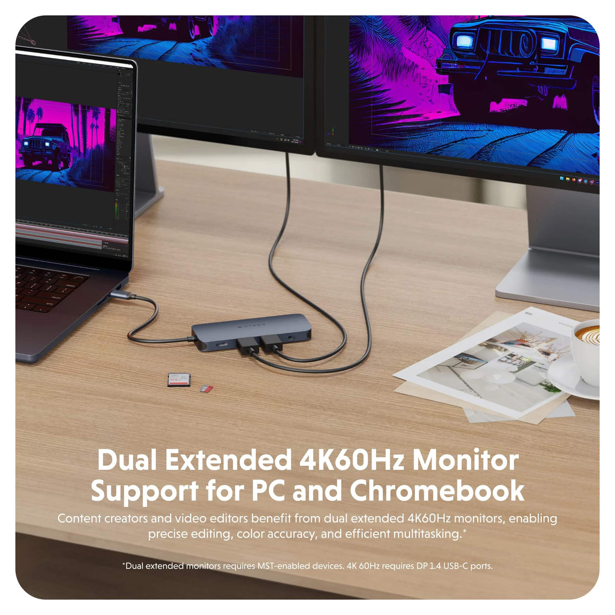 Hyper - HyperDrive Next​ 11 Port USB-C Hub, dual 4K HDMI, Ethernet, 2 USB-C, 2 USB-A, microSD/SD, travel dock for PC/Chromebook - Midnight Blue