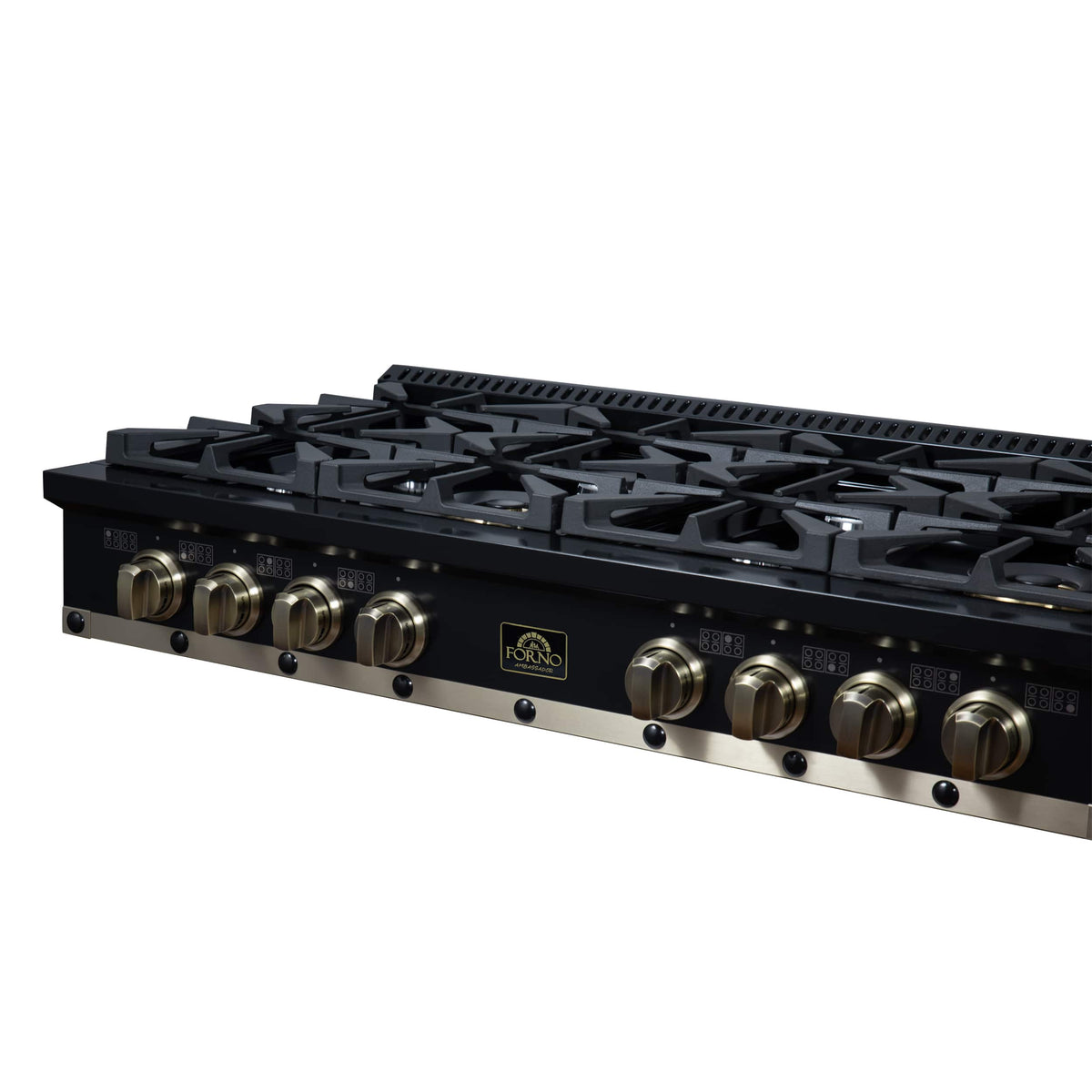 Forno Appliances - 48 in. Wide 8 Burner Valente Built-In Gas Cooktop - Black - Black