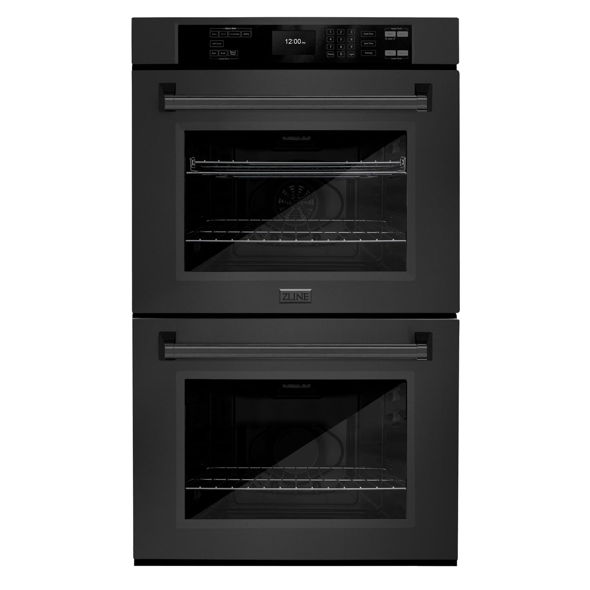 ZLINE - 30 in. True Convection Double Wall Oven w/ Air Fry and Self Clean in Black Stainless - Black Stainless Steel