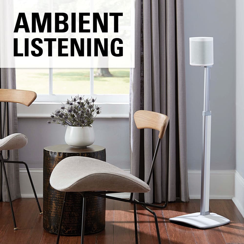 Sanus - Adjustable Height Speaker Stands for Sonos One, PLAY:1 and PLAY:3 Speakers (Pair) - White