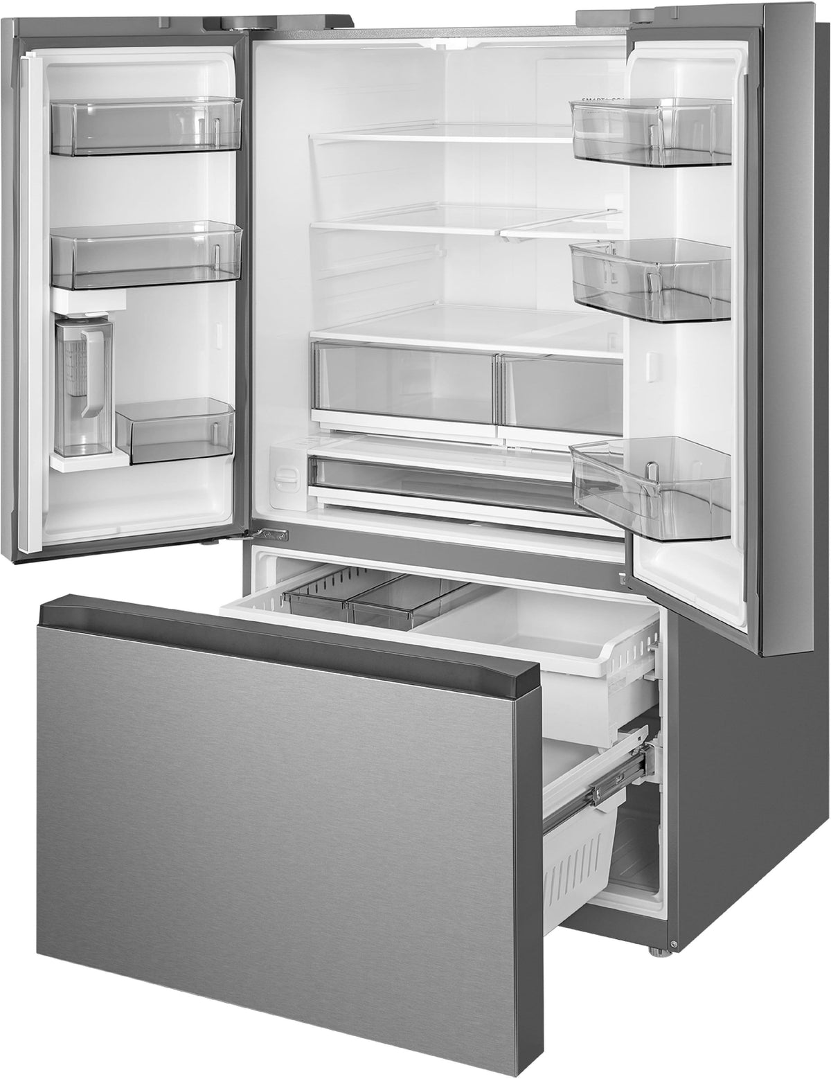 Midea - 32 cu. ft. Standard-Depth PLUS™ French Door Refrigerator + Water2Ways™ + Dual Icemaker + Extra-Large Capacity - Stainless Steel