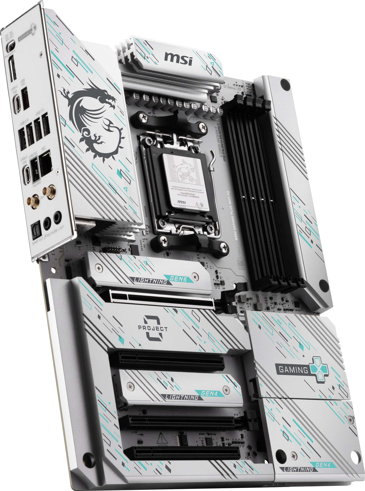 MSI - B850 GAMING PLUS WIFI PZ (Socket AM5) AMD B850 ATX DDR5 Wi-Fi 7 Motherboard - Gray White/Matt