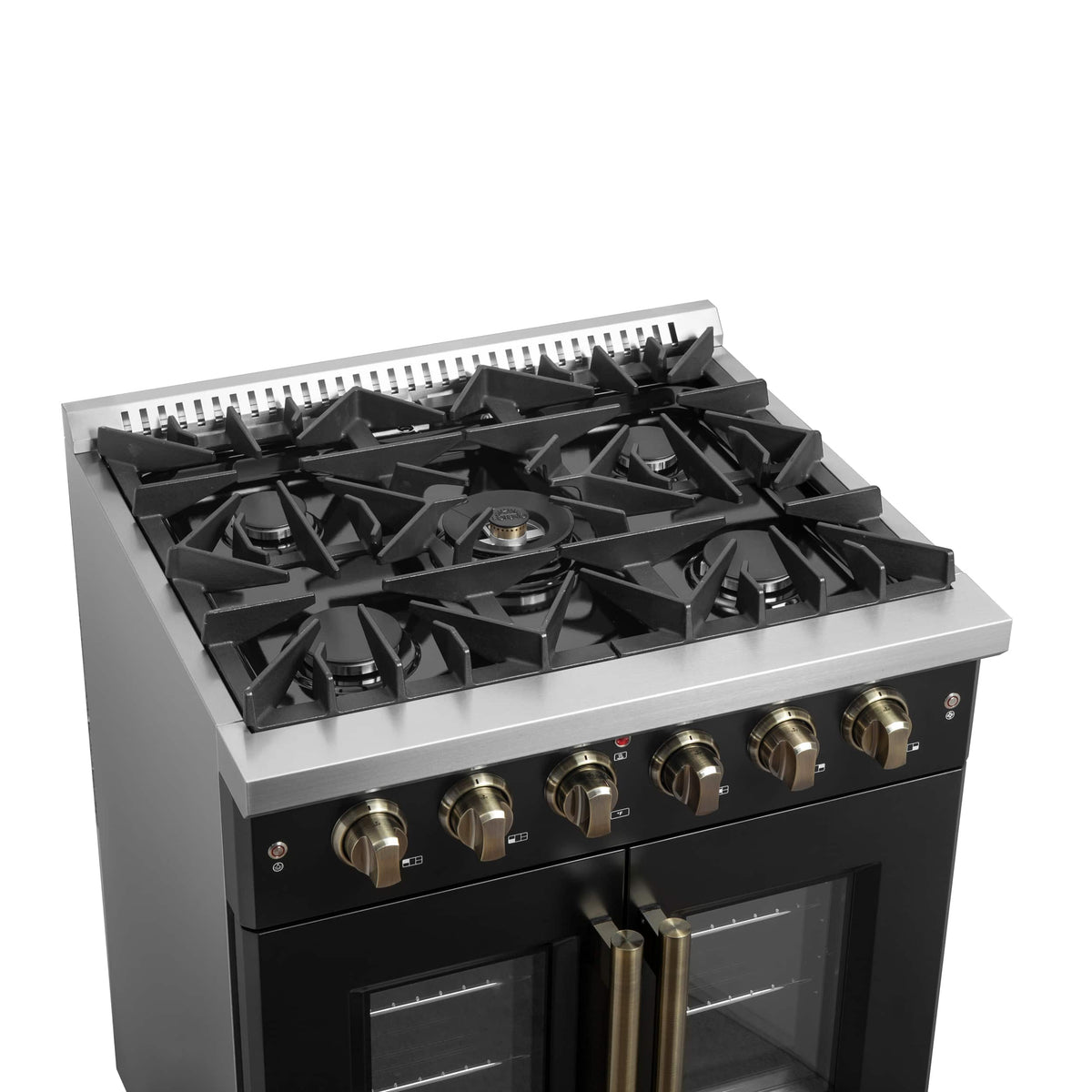 Forno Appliances - 30 in. Wide 5 Burner Galiano 4.32 Cu. Ft. Freestanding Gas Convection Range with French Door Design - Black