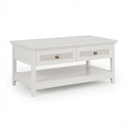 Mesa de centro con cajones y estante de almacenamiento - Blanco