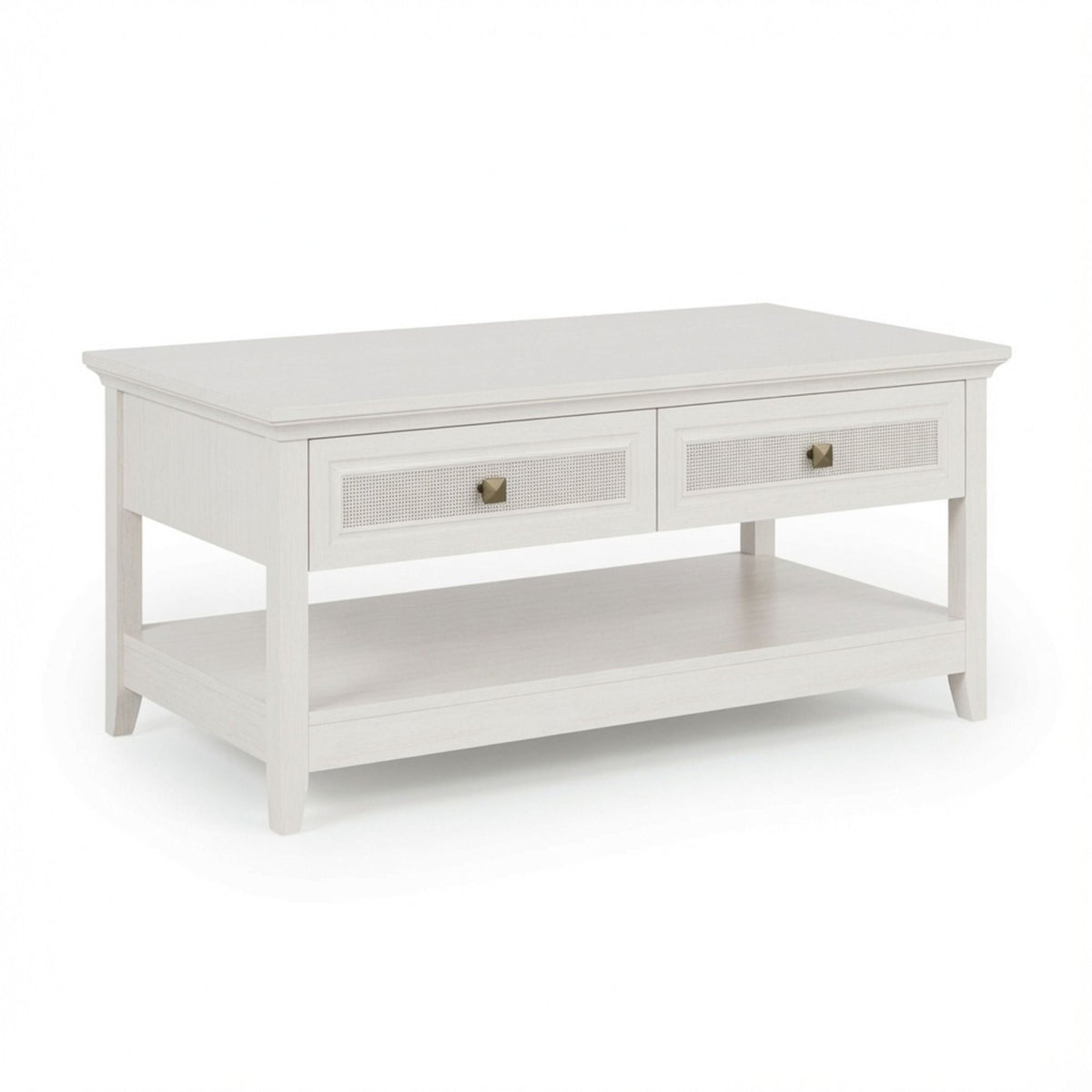 Mesa de centro con cajones y estante de almacenamiento - Blanco