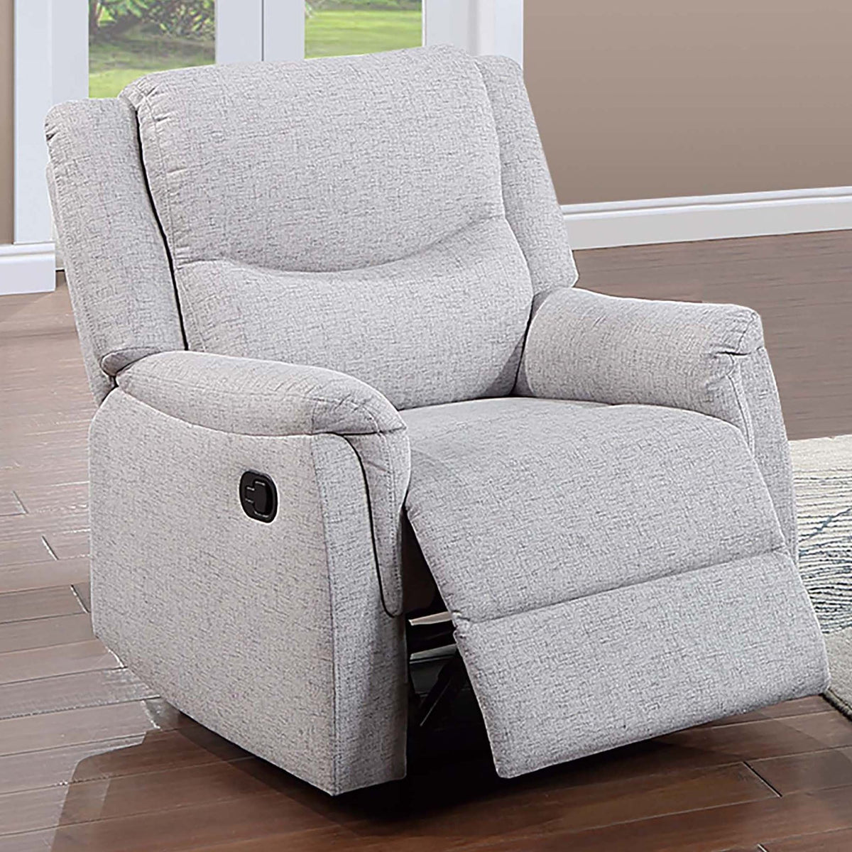 Sillón reclinable manual con asiento y respaldo tapizados y reposacabezas de apoyo