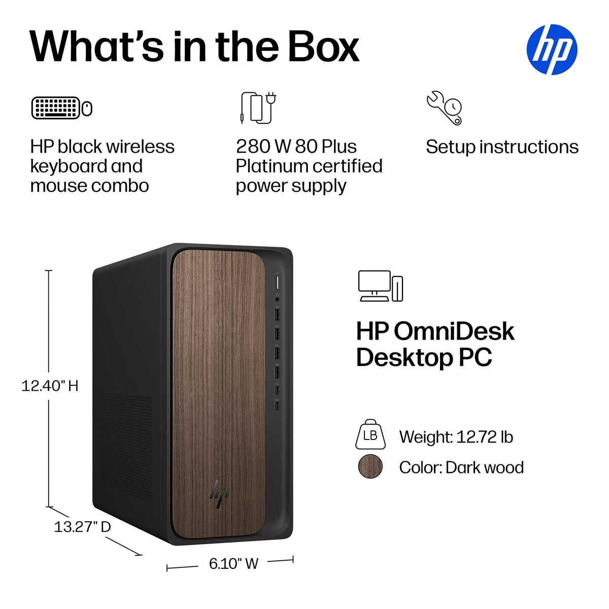 HP - OmniDesk Desktop - Intel Core Ultra 5 225 - 8GB DDR5 Memory - 512GB SSD - Dark Wood