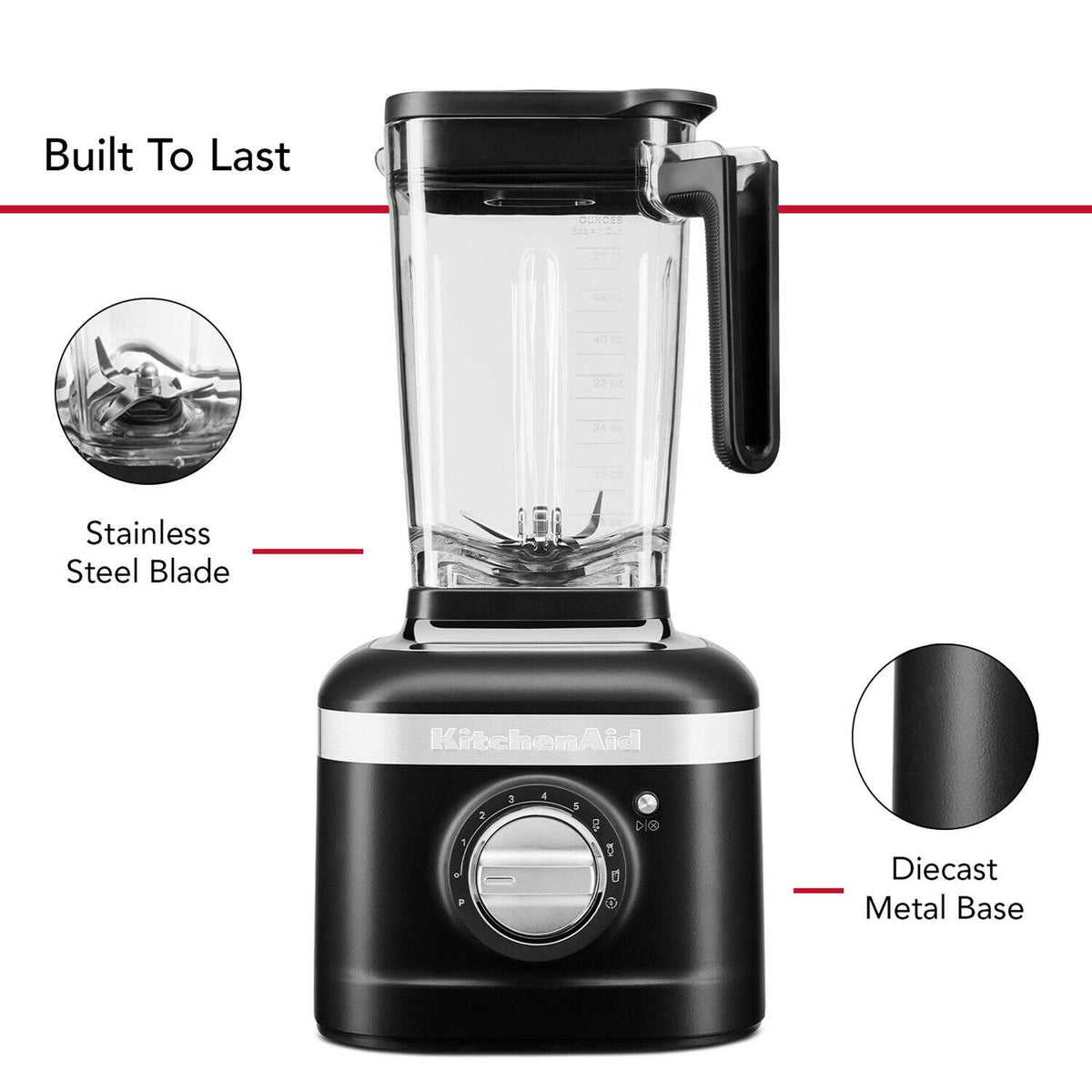 KitchenAid - K400 1200W 56 oz. Variable 5-Speed BPA-Free Blender with Tamper, Matte Black - Black Matte