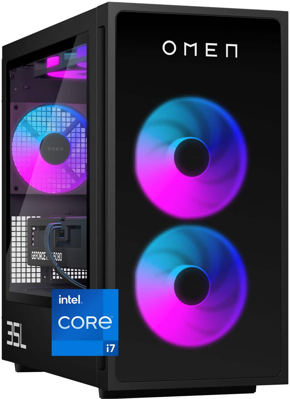 HP OMEN - 35L Gaming Desktop - Intel Core i7-14700F - 32GB DDR5 Memory - NVIDIA GeForce RTX 5060 Ti - 1TB SSD - Shadow Black