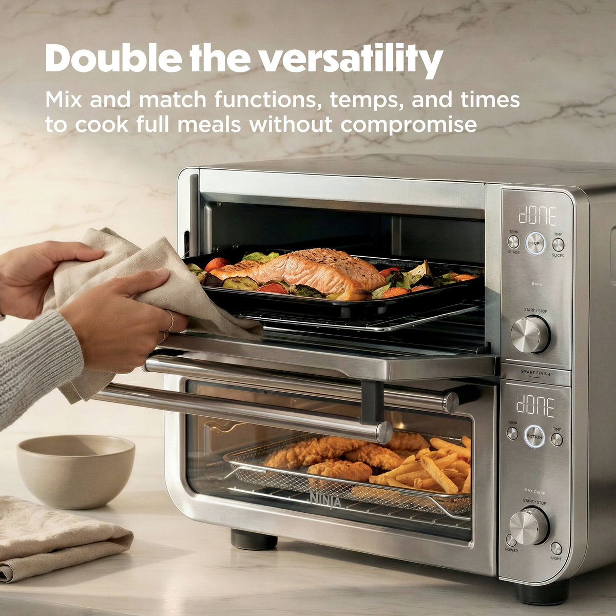 Ninja - Double Oven Pro Smart XL Countertop Oven & Air Fryer - Stainless Steel
