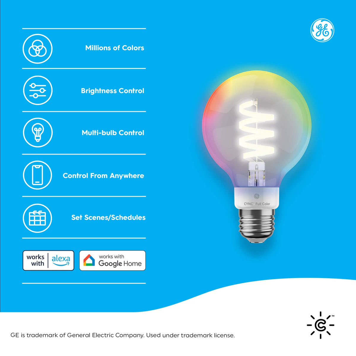 Cync - G25 Smart LED Globe Light Bulbs (2 Pack) - Color Changing - Full Color