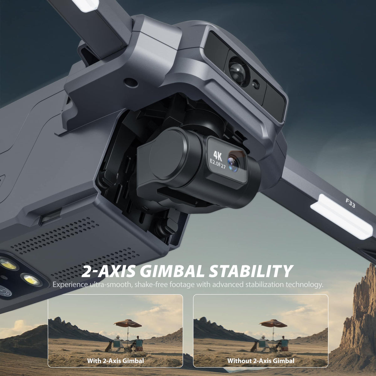 Contixo - F33 Vortex 4K GPS Drone with 2-Axis Gimbal, 6KM Range, 40-Min Flight, 5.5" HD Screen & Brushless Motor - Dark Gray