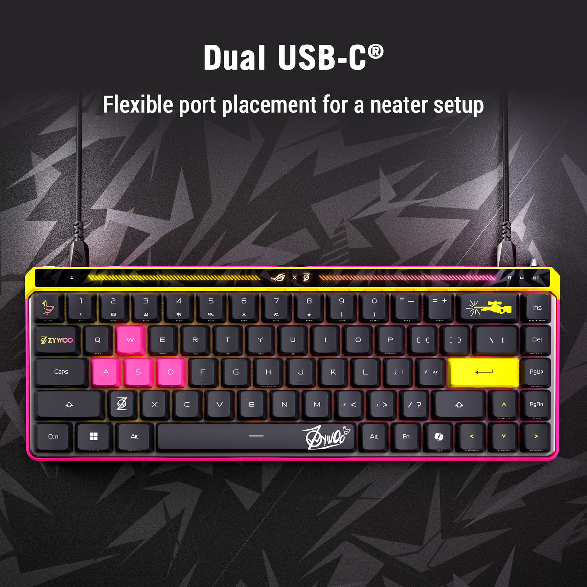 ASUS - ROG Falchion Ace 65% Wired Gaming Keyboard with ROG HFX Magnetic Switches and Rapid Trigger Toggle - ZywOo Edition