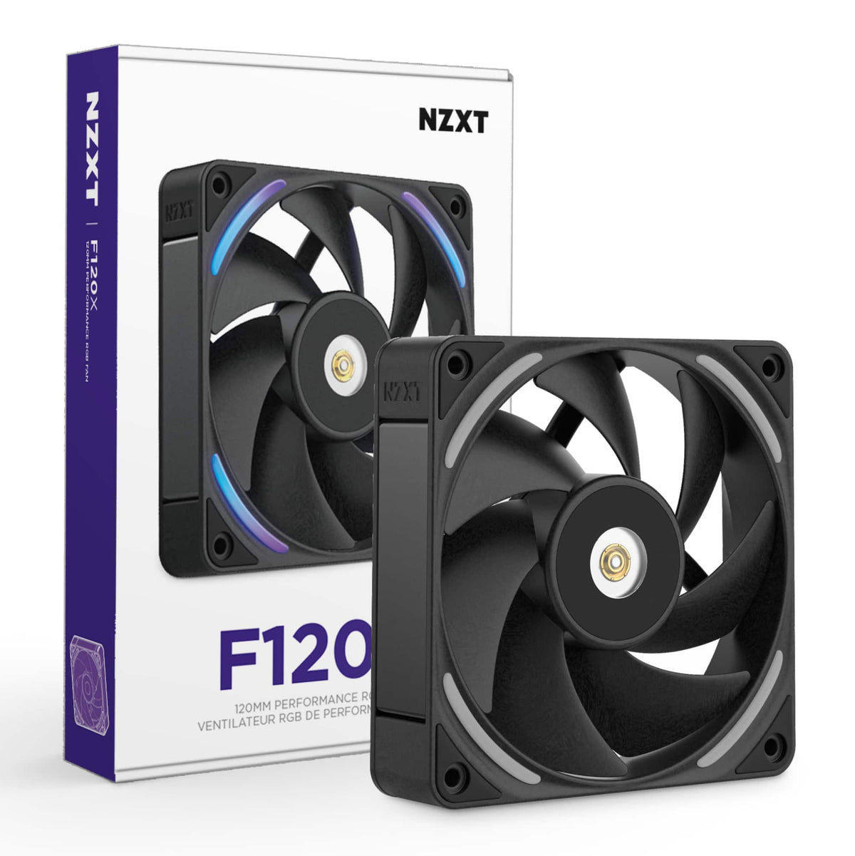 NZXT - F120X Performance Fan - 120mm PWM RGB Computer Case Fan with LCP Frame & Blades - Black
