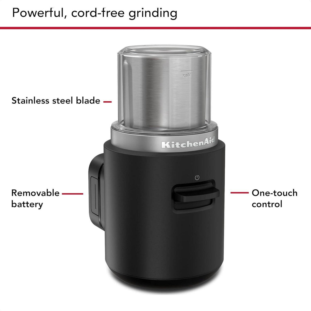 KitchenAid - Go Cordless Blade Grinder with Battery - Black