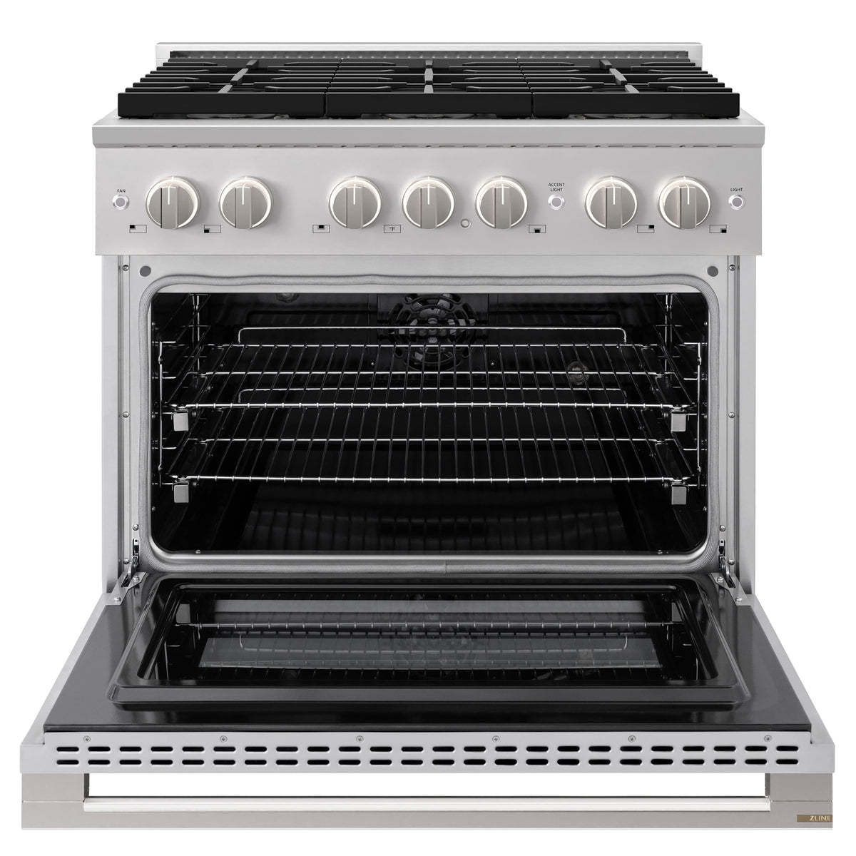 ZLINE - 36 in. 5.2 cu. ft. Marino Freestanding Dual Fuel Range with 6 DuoPro Burners and Convection Oven in Stainless Steel - Stainless Steel