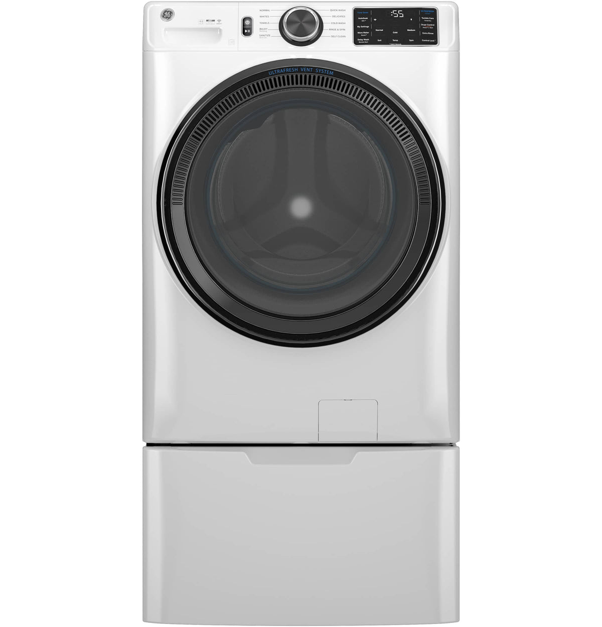 GE - 16” Laundry Pedestal with Storage Drawer for Select Washers and Dryers - White