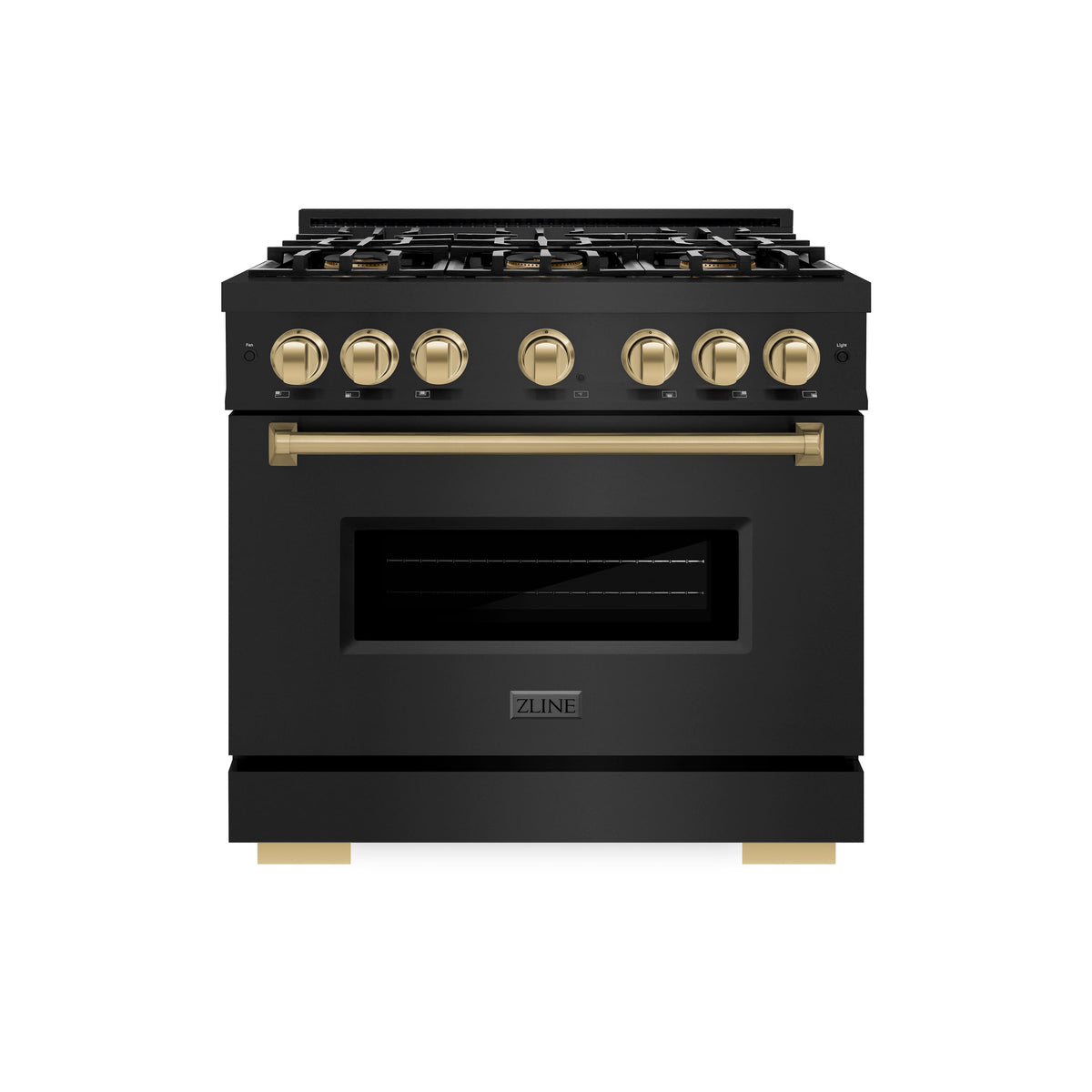 ZLINE - Autograph 36 in. 5.2 cu. ft. Classic Freestanding Gas Range with DuoPro Cooktop in Black Steel and Bronze Accents - Black Stainless Steel