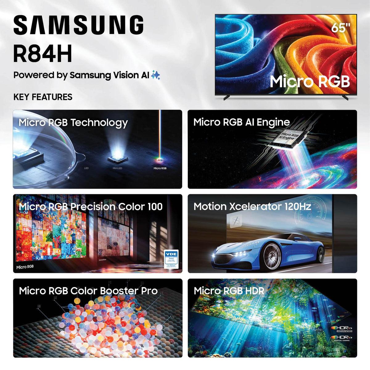 Samsung - 65" Class R84H Series Micro RGB 4K TV with SamsungVisionAI (2026)