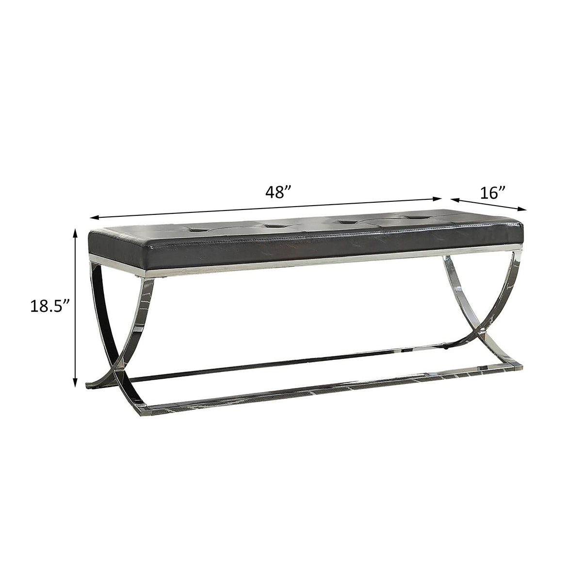 Curve Leg Bench With Upholstery - Black