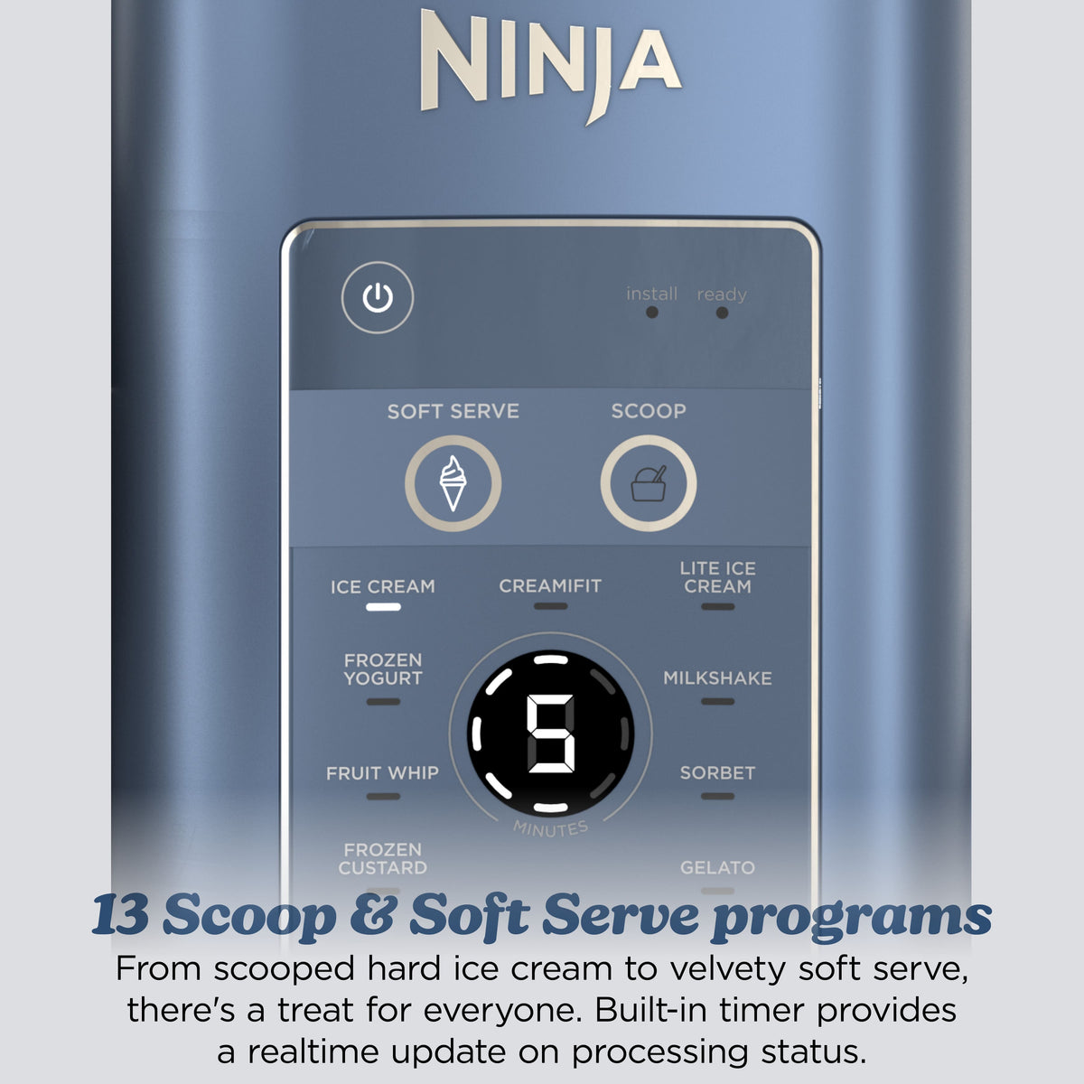 Ninja - CREAMi Scoop & Swirl Ice Cream & Soft Serve Maker, 13 One-Touch Programs - Navy