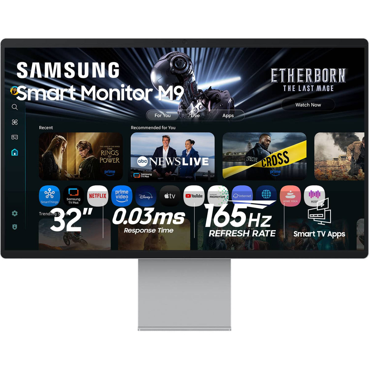 32" M90SF 4K UHD Smart OLED Monitor with Samsung Vision AI, Built In 4K Camera and Speakers, USB-C - Carbon Silver