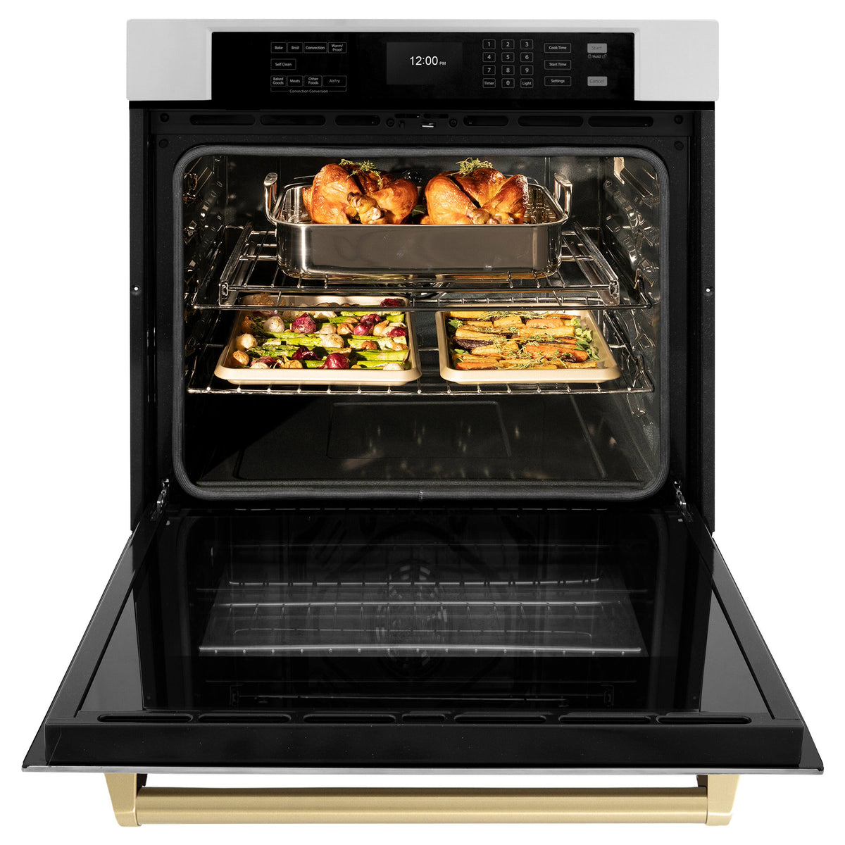 ZLINE - Autograph 30 in. 5 cu. ft. Built-In Single Wall Oven with Air Fry & Self Clean with Bronze Accents - Stainless Steel